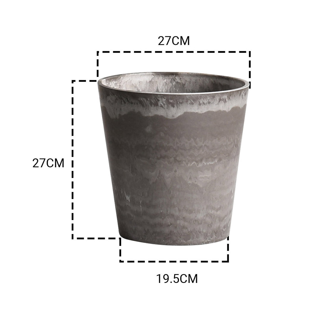 27cm Rock Grey Round Resin Planter