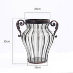Clear Glass Flower Vase with 6 Bunch 4 Heads Artificial Silk Magnolia denudata Set