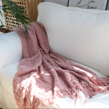 Pink Diamond Pattern Throw Blanket