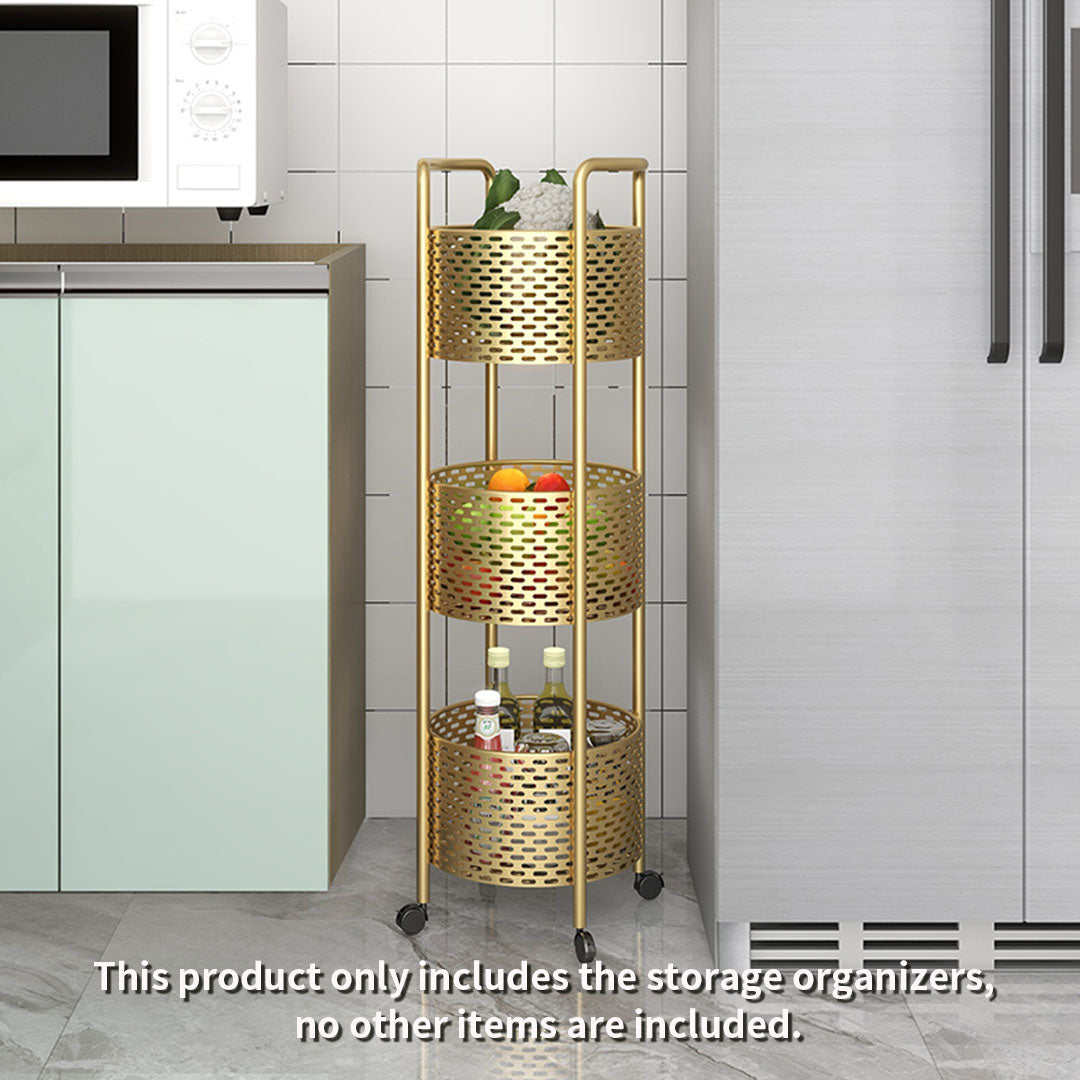 3 Tier Bathroom Shelf Multifunctional Display Rack with Wheels