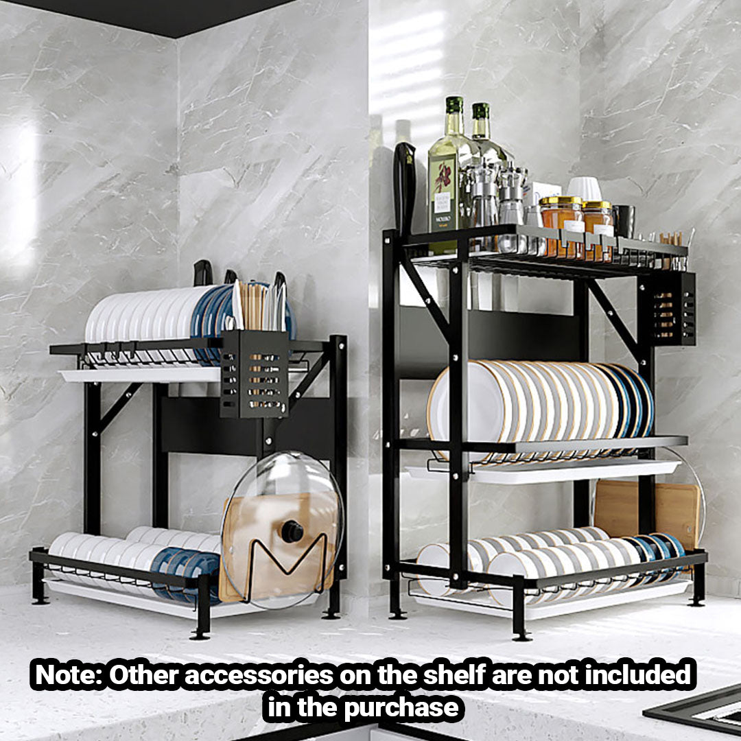 3 Tier Black Dish Drainer Kitchen Organiser