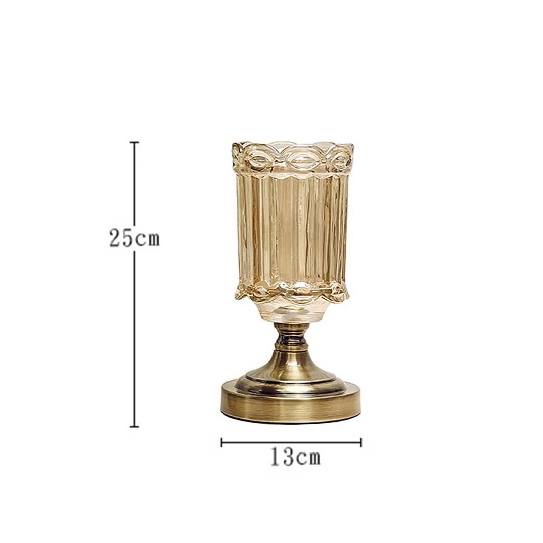 25cm Transparent Glass Vase with Metal Base