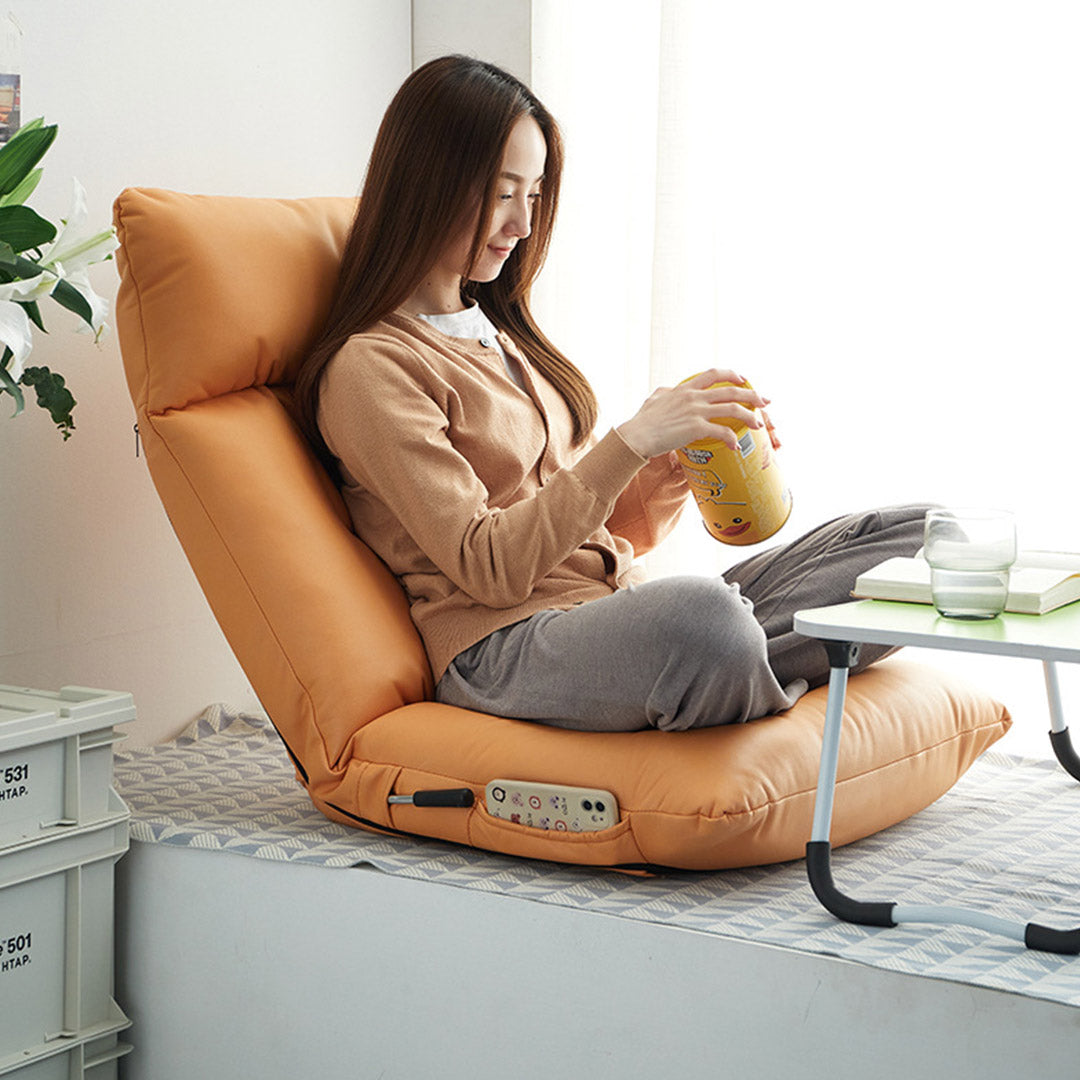Air Leather Floor Recliner Lazy Chair Yellow
