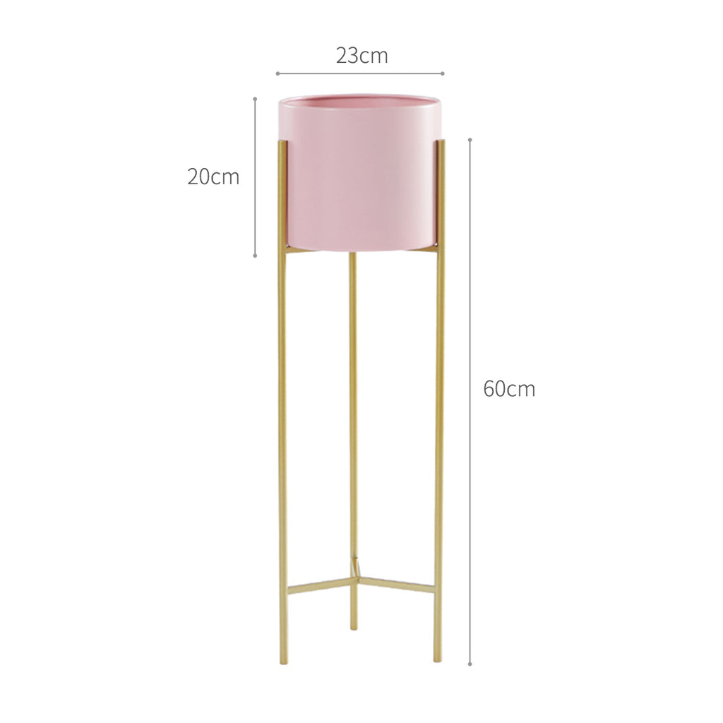 60cm Pink Metal Tiered Plant Pots Holders Foldable Rack