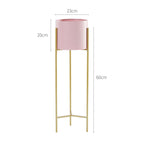 60cm Pink Metal Tiered Plant Pots Holders Foldable Rack