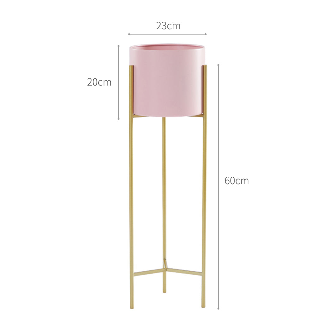 60cm Pink Metal Tiered Plant Pots Holders Foldable Rack