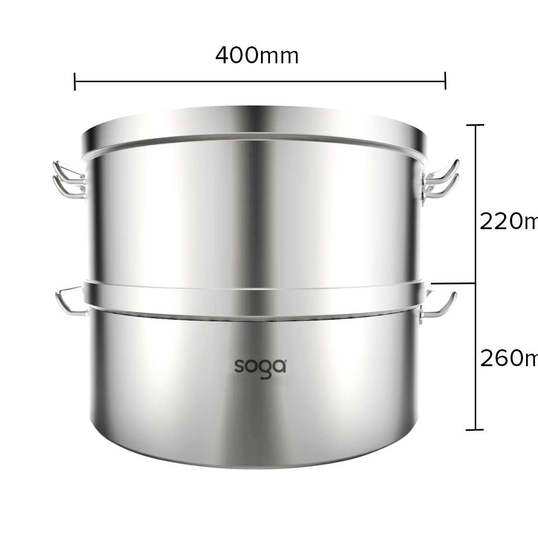 2 Tier Commercial 304 Stainless Steel Steamer 40*26cm