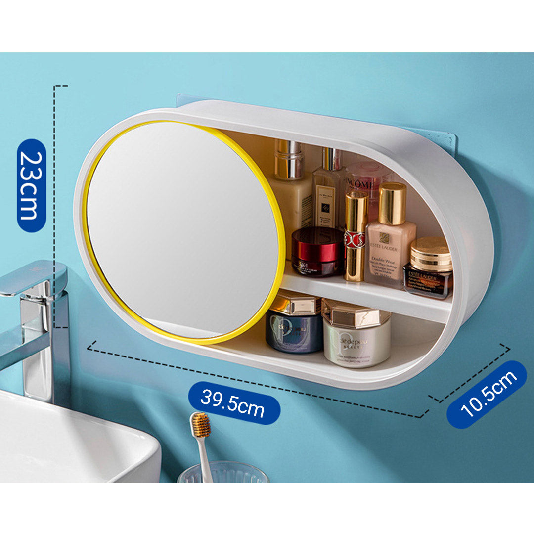 39cm Oval Wall-Mounted Mirror Storage Box