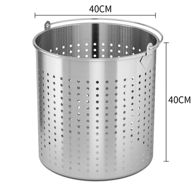 50L 18/10 Stainless Steel Perforated Pasta Strainer with Handle