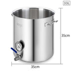 SOGA Stainless Steel 33L Brewery Pot No Lid 35*35cm