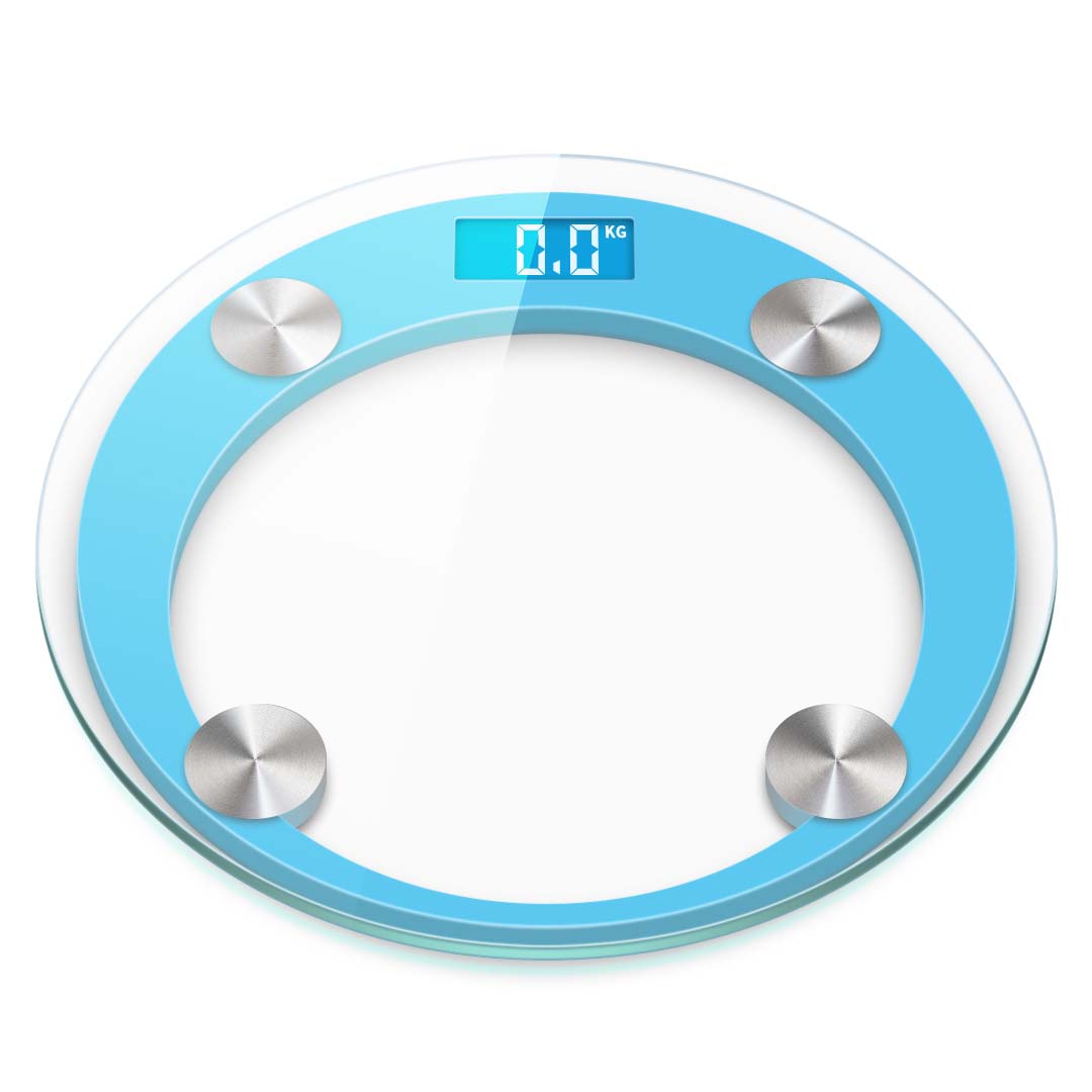 180kg Digital Glass LCD Scales Round Blue