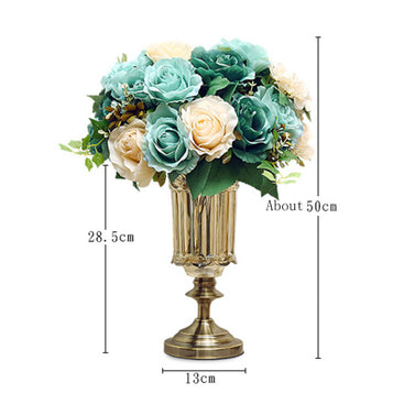 SOGA 25cm 28.5cm Transparent Glass Flower Vase with Blue Flower Set