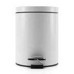 Foot Pedal Stainless Steel Trash Bin Round 7L White