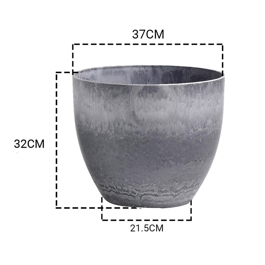 32cm Weathered Grey Round Resin Planter