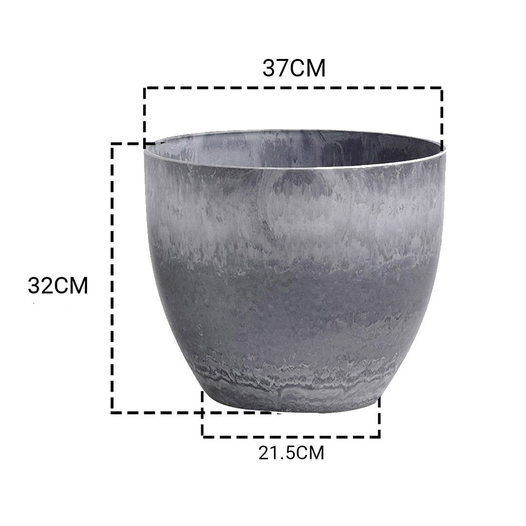 32cm Weathered Grey Round Resin Planter