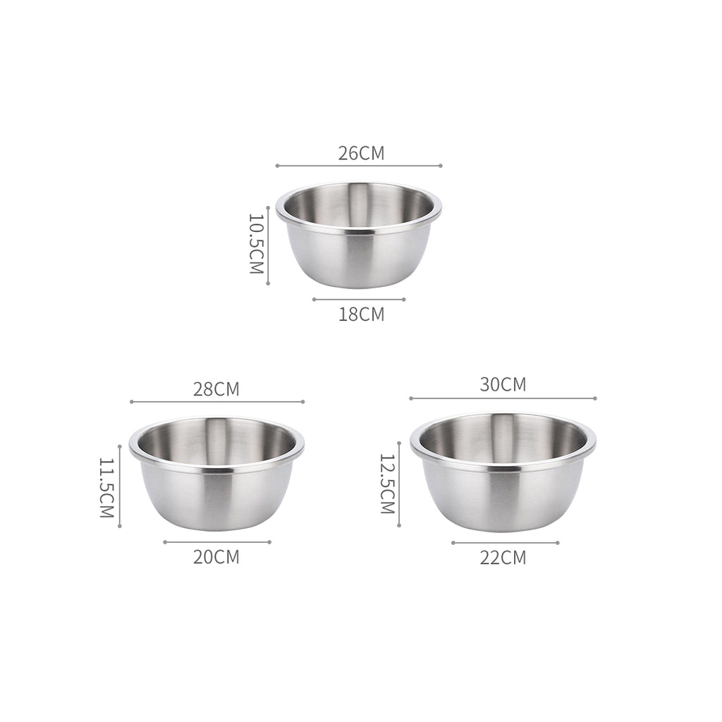 SOGA 3Pcs Matte Stainless Steel Mixing Bowl