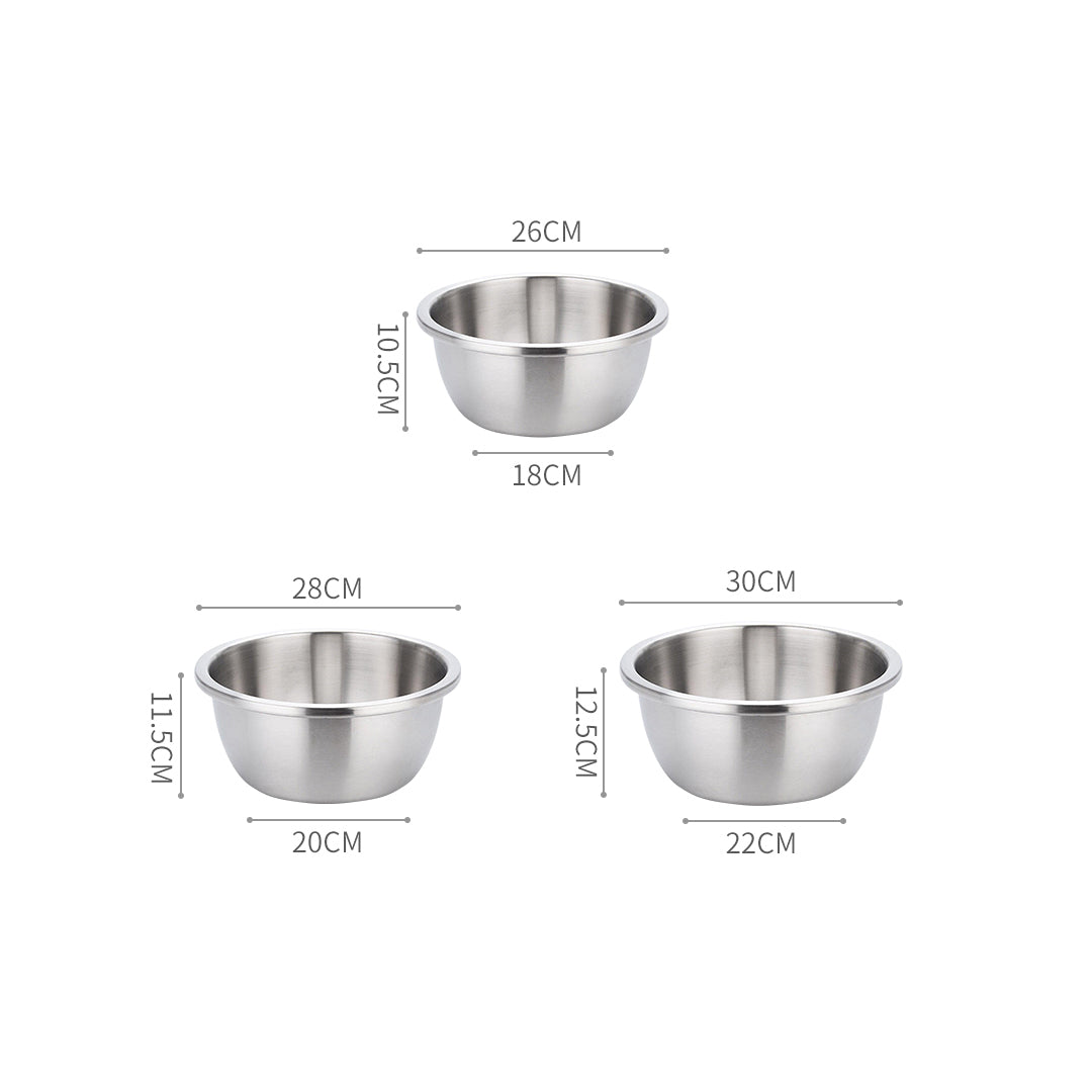 SOGA 3Pcs Matte Stainless Steel Mixing Bowl
