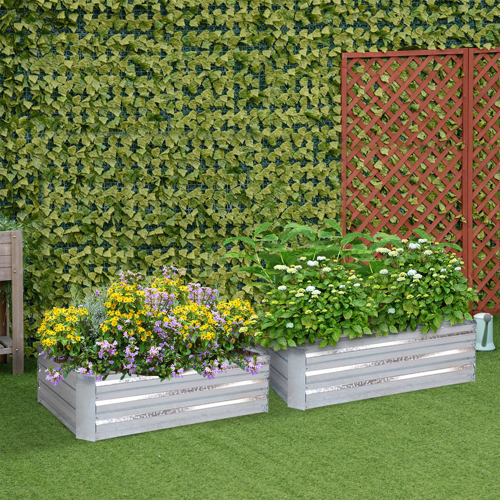 120cm Square Galvanized Raised Garden Bed Silver