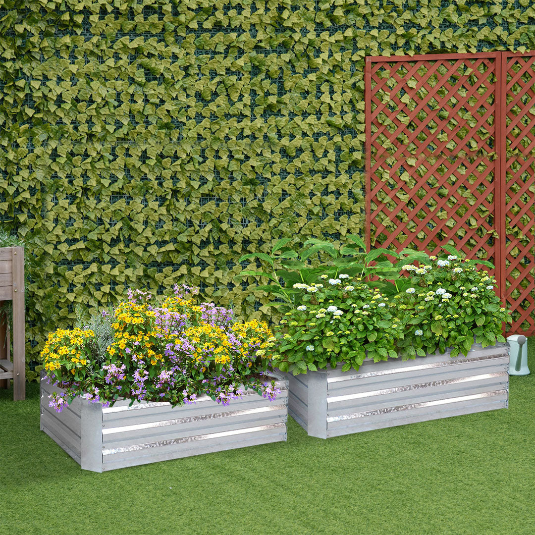 120cm Square Galvanized Raised Garden Bed Silver