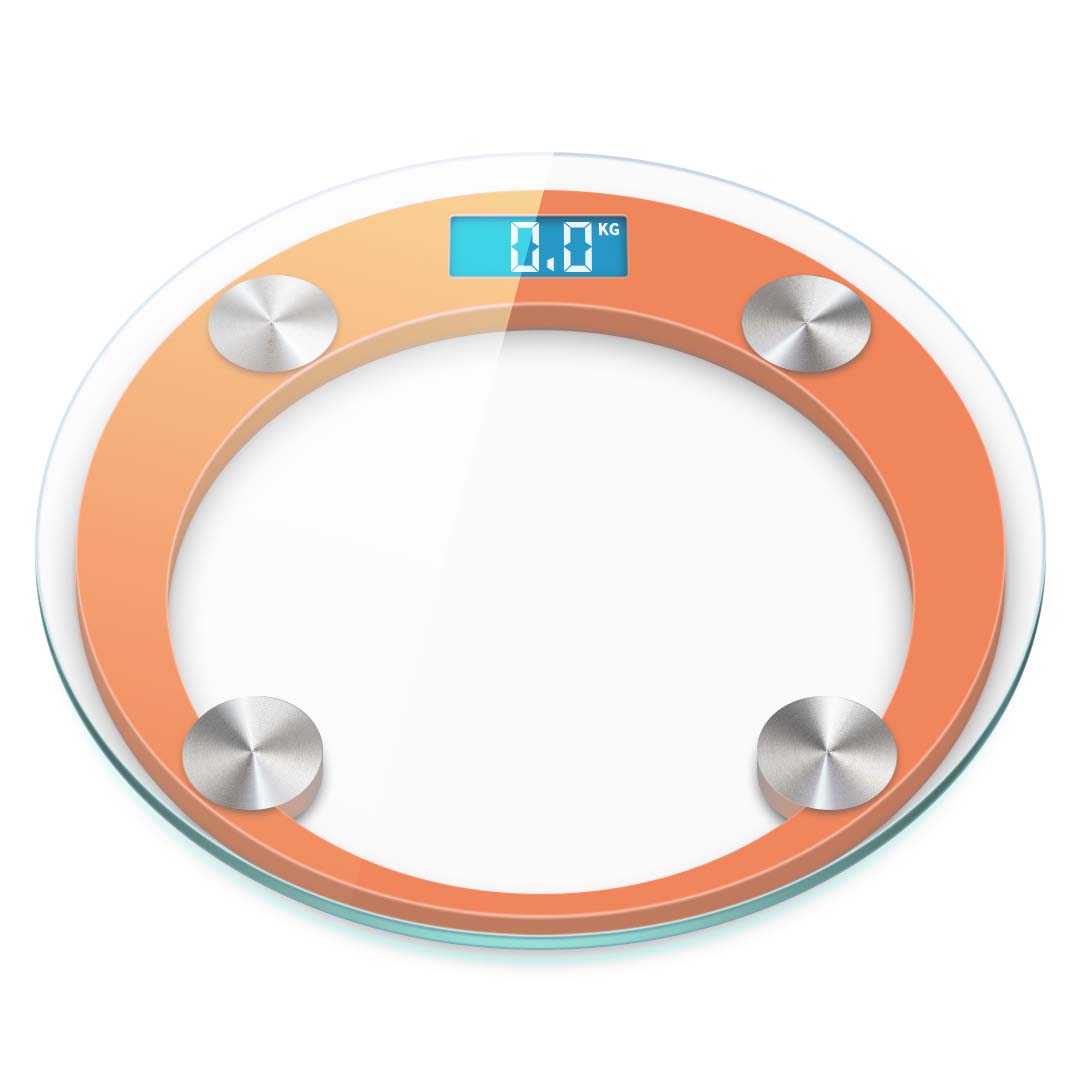 180kg Digital Glass LCD Scales Round Orange