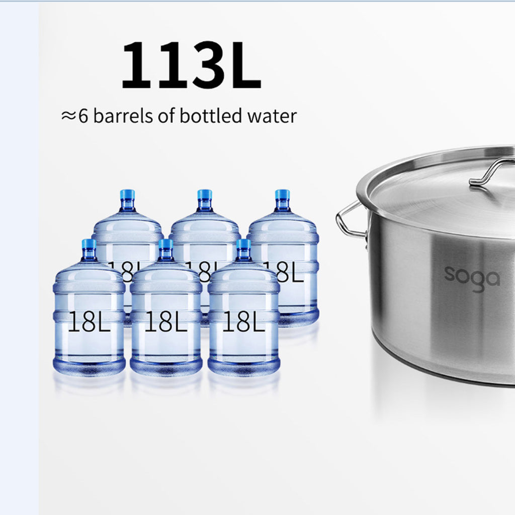 113L Top Grade 18/10 Stainless Steel Stockpot No Lid