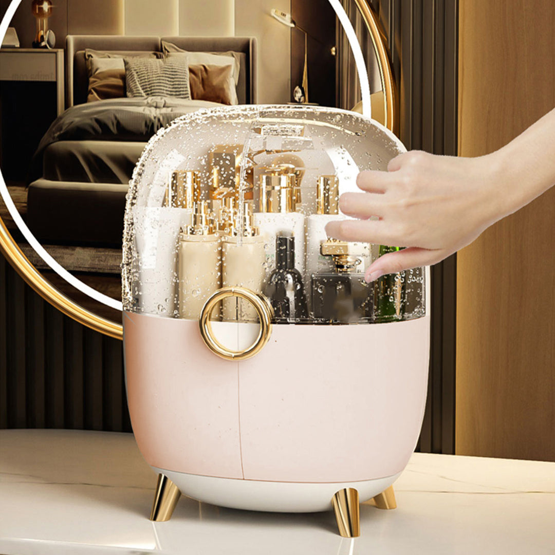 Pink Transparent Countertop Cosmetic Storage