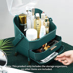 Green Cosmetic Jewelry Storage Organiser with Antler LED Tabletop Mirror Set