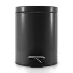 Foot Pedal Stainless Steel Trash Bin Round 12L Black