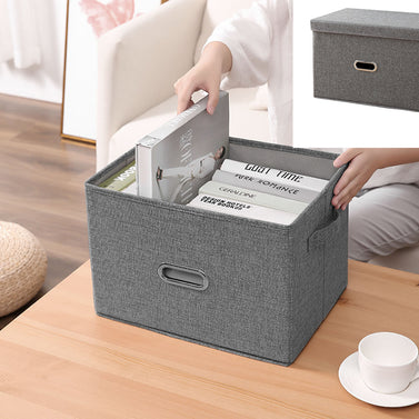 Grey Large Foldable Canvas Storage Box