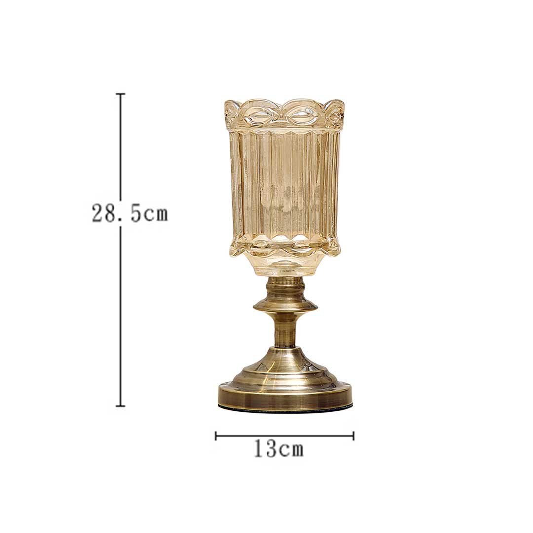 28cm Transparent Glass Vase with Metal Base