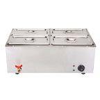 Stainless Steel 4 X 1/2 GN Pan Electric Bain-Marie Food Warmer with Lid