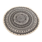 Black Carpet Soft Linen Bohemian Non-Slip Round Rug