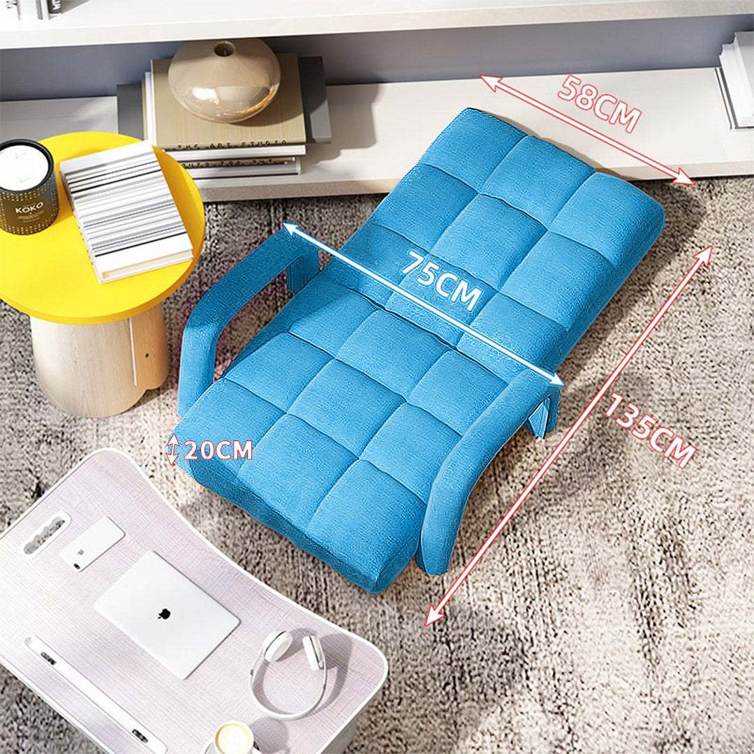 Floor Recliner Lazy Chair with Armrest Blue