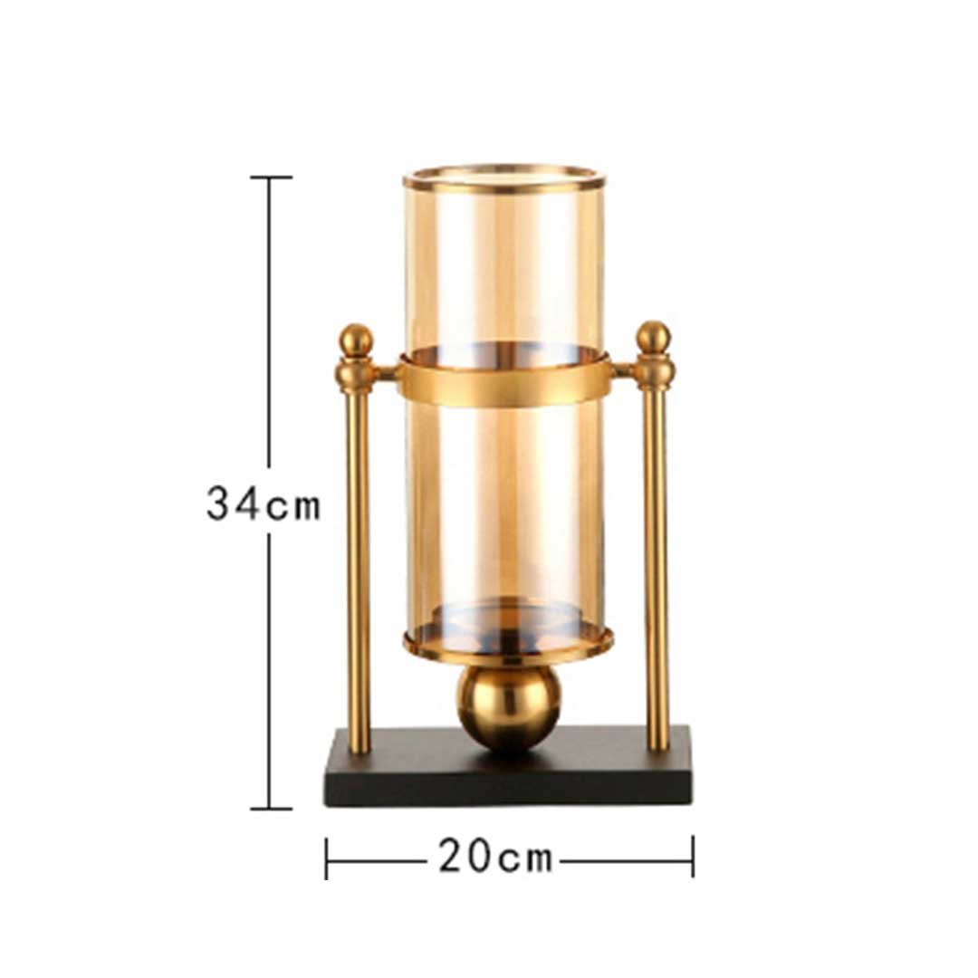 34cm Transparent Glass Vase with Candle