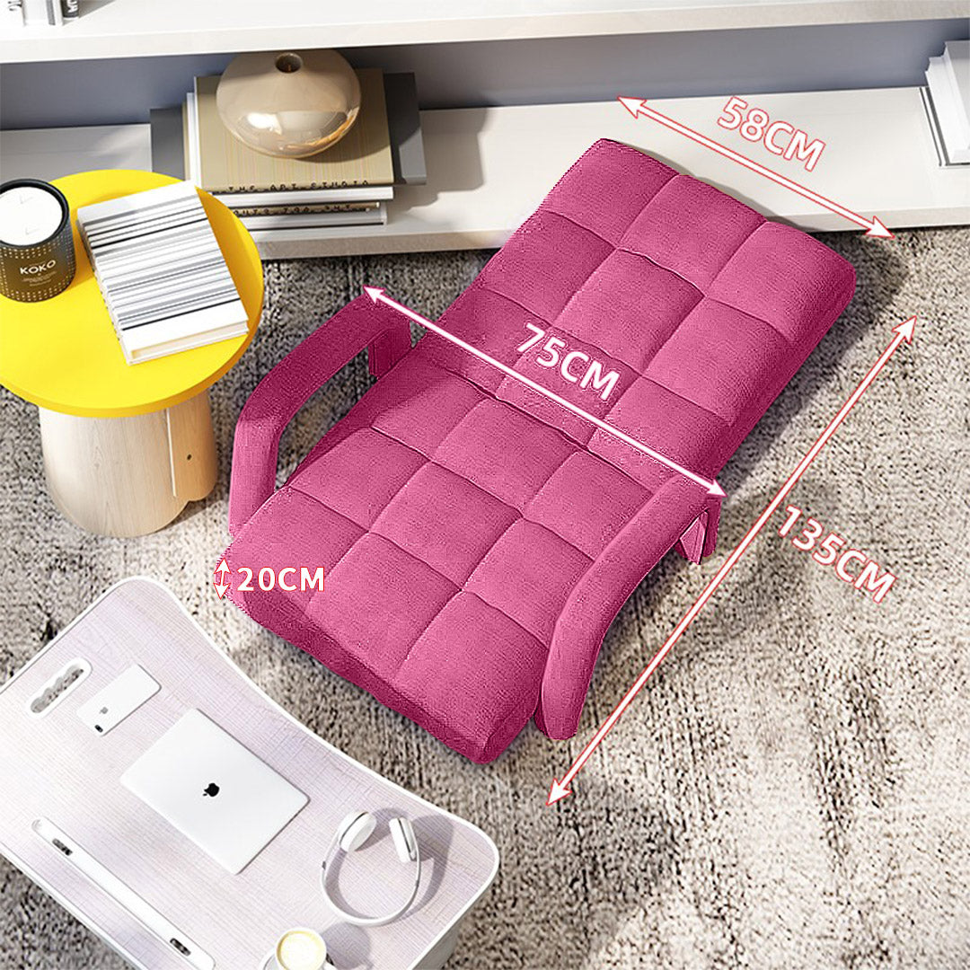 Floor Recliner Lazy Chair with Armrest Pink