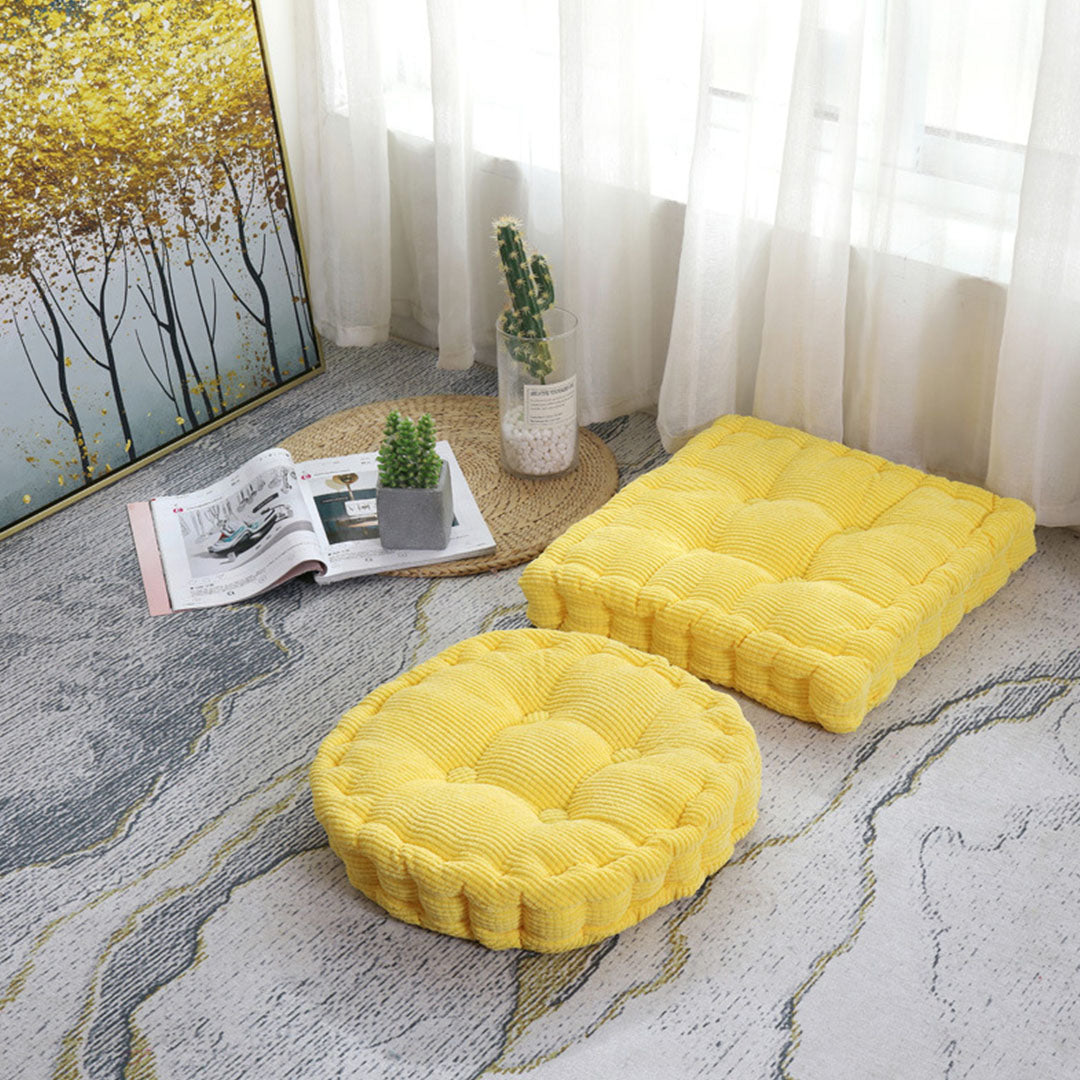 Yellow Plush Square Cushion