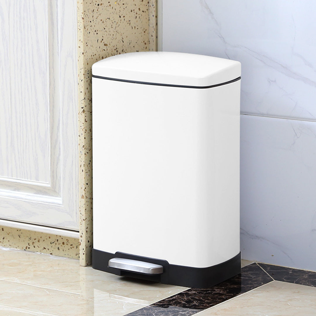 Rectangular 12L Stainless Steel Foot Pedal Recycling Bin for Garbage White