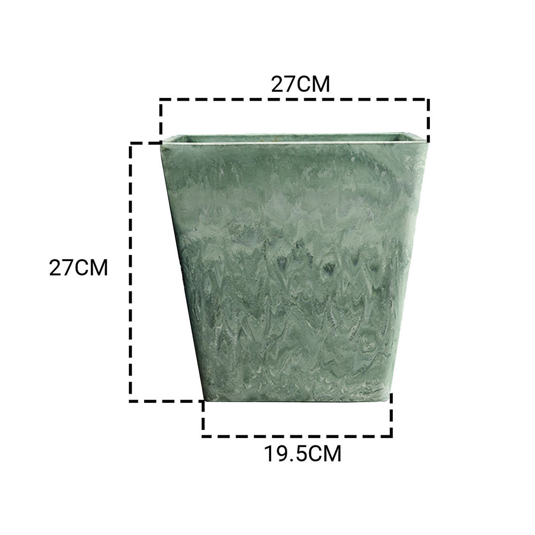 27cm Green Grey Square Planter
