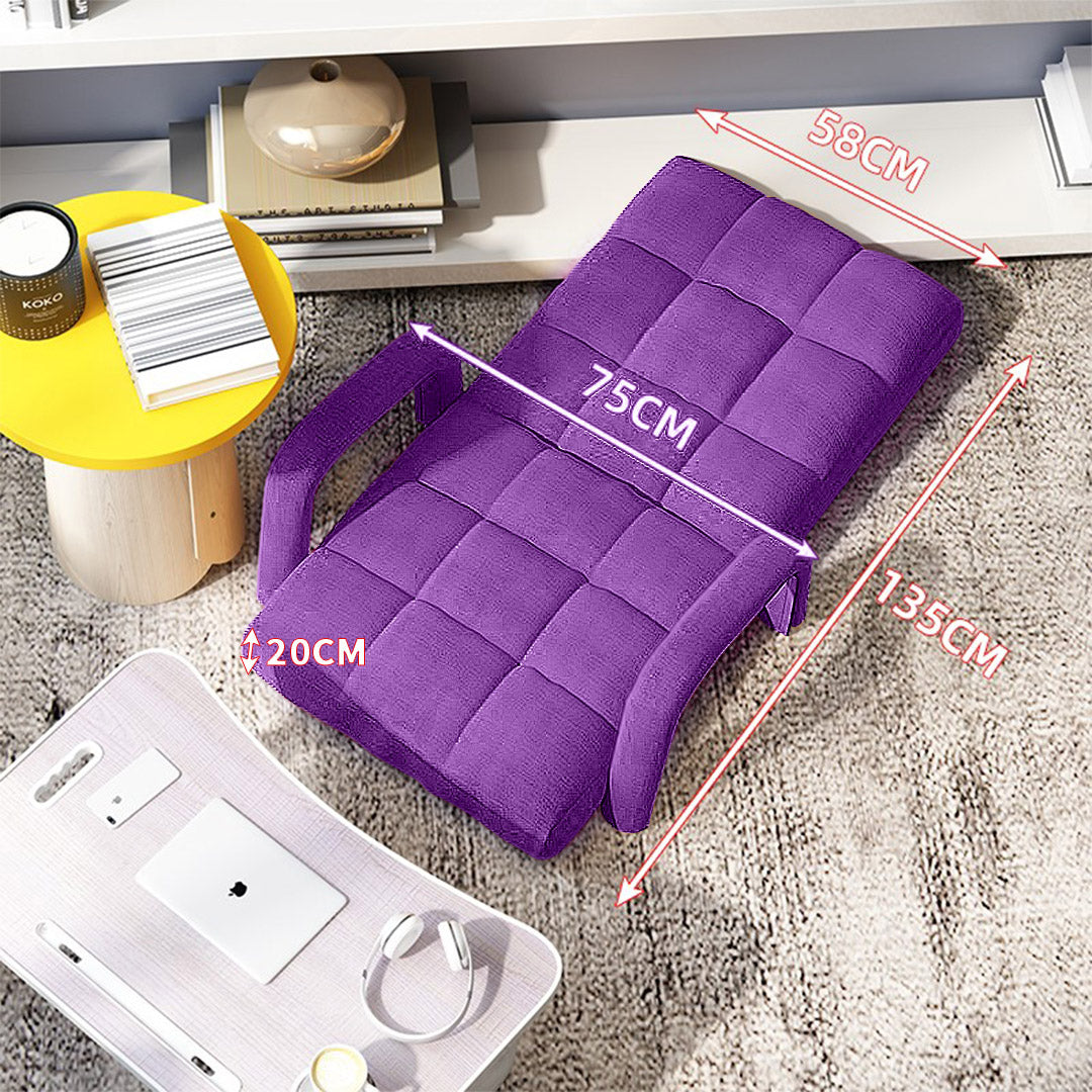 Floor Recliner Lazy Chair with Armrest Purple