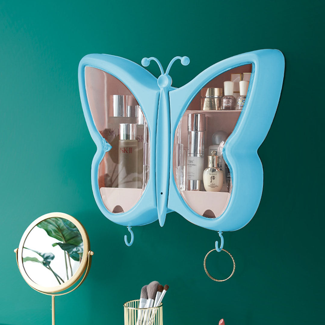 Blue Butterfly Shape Wall-Mounted Makeup Organiser