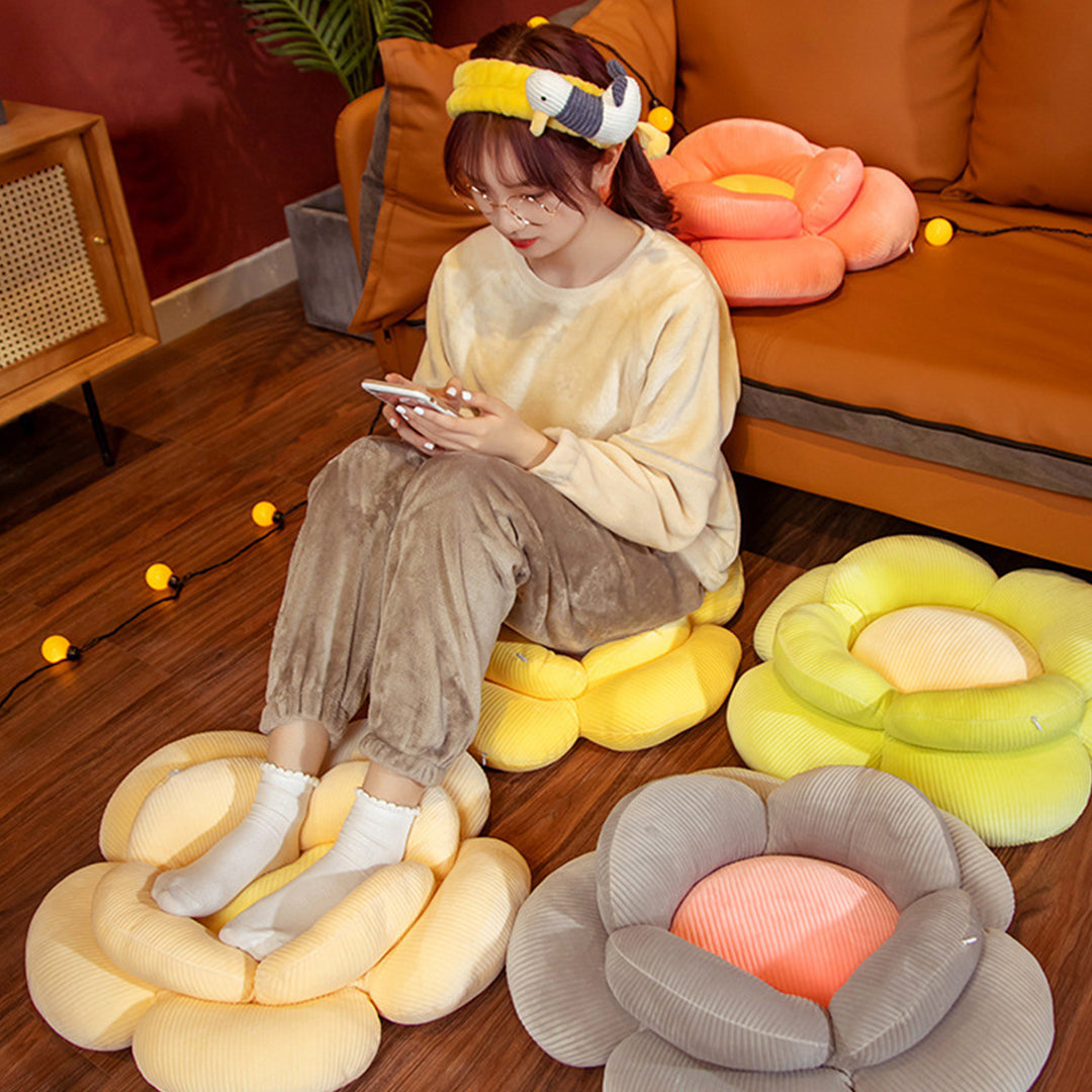 Yellow Double Flower Shape Cushion