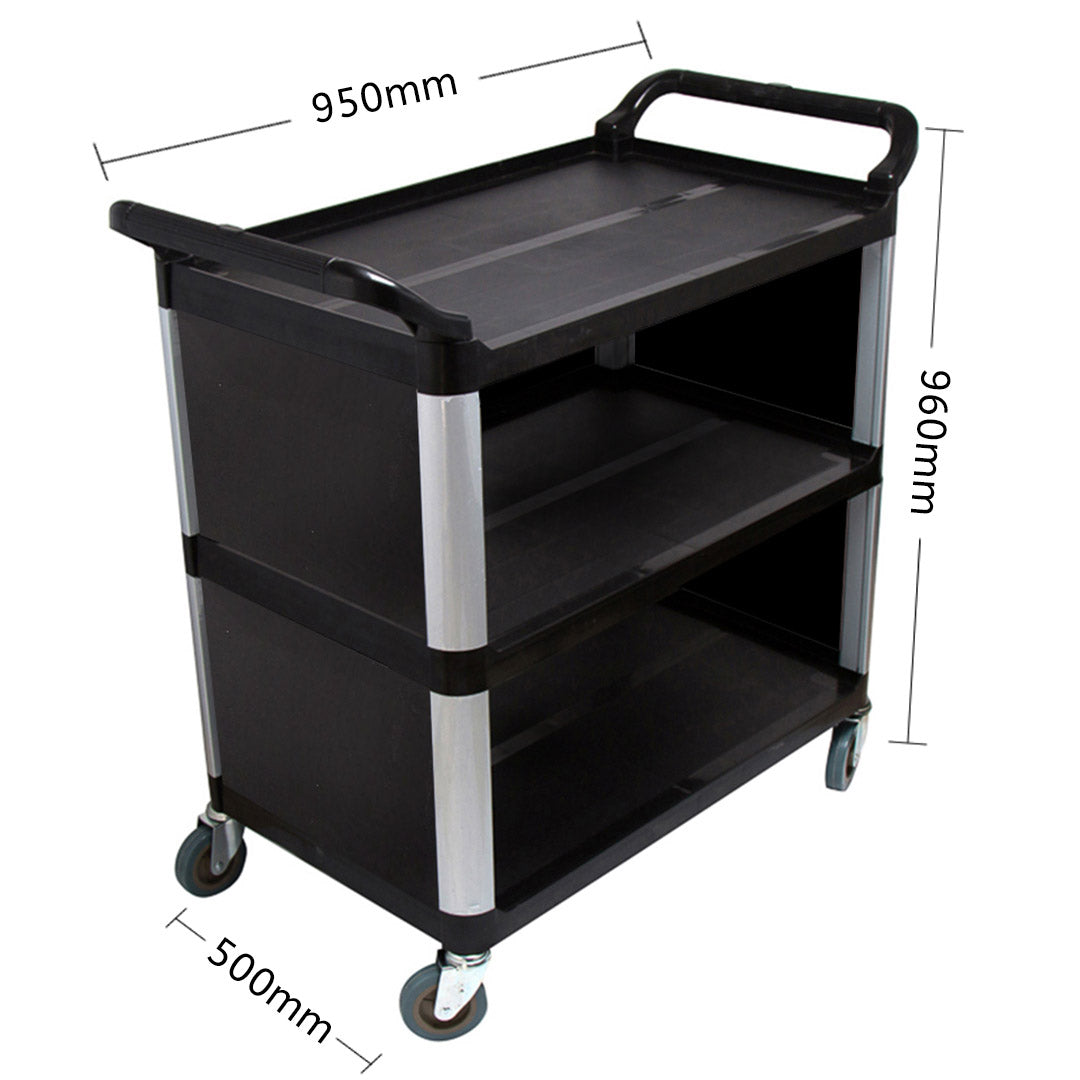 3 Tier Covered Utility Cart Black
