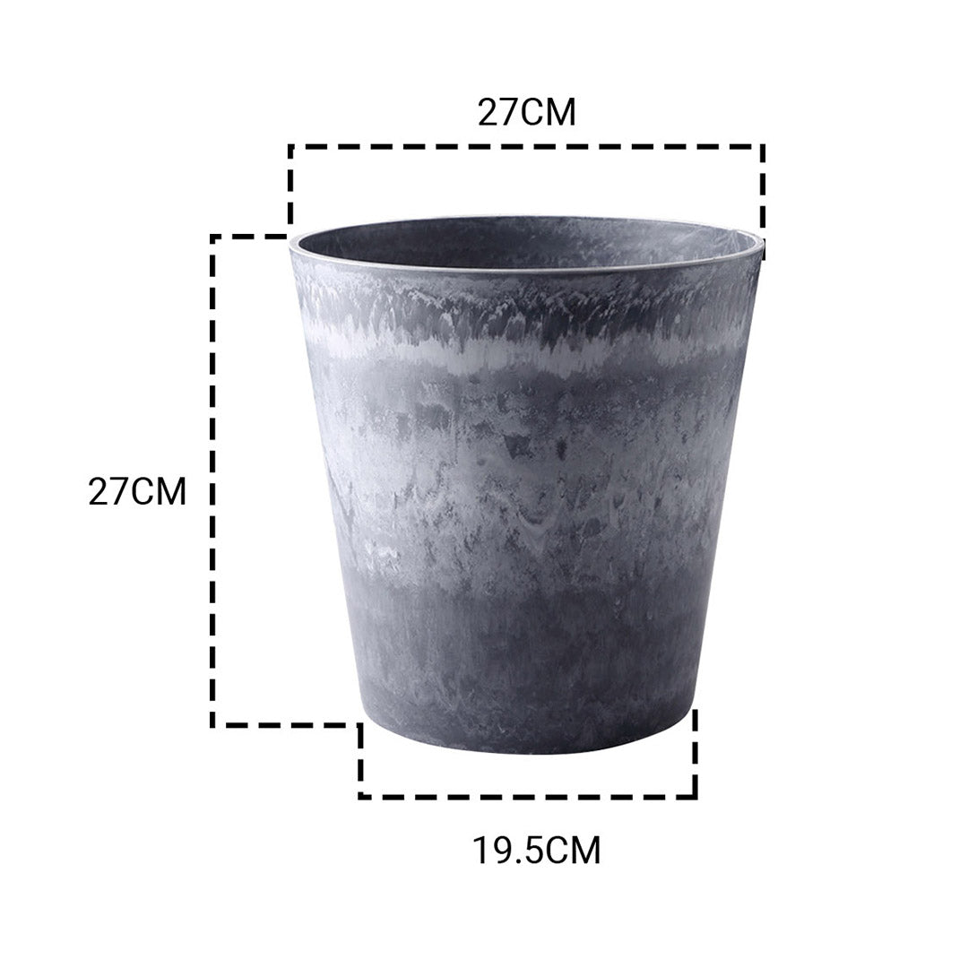 27cm Weathered Grey Round Resin Planter