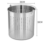 21L 18/10 Stainless Steel Perforated Pasta Strainer with Handle