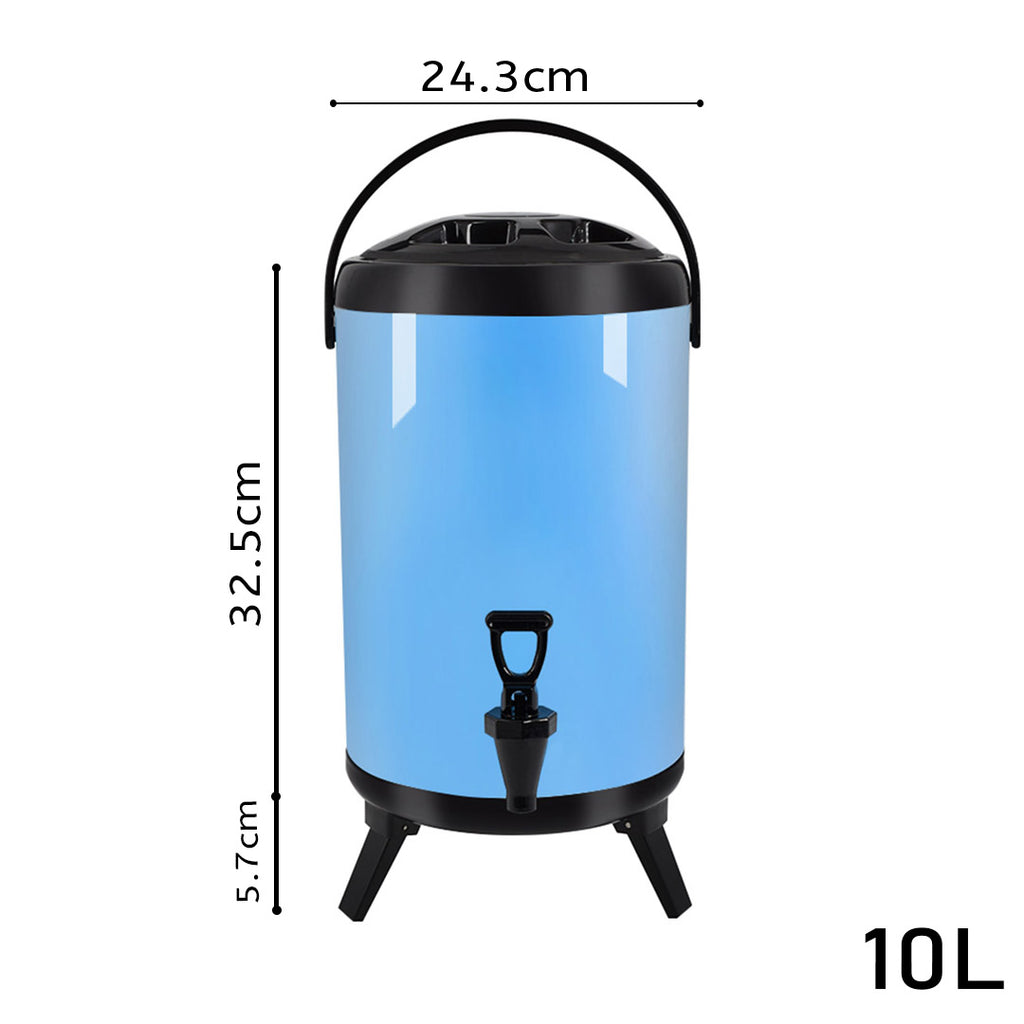 10L Stainless Steel Milk Tea Barrel with Faucet Blue