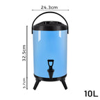 10L Stainless Steel Milk Tea Barrel with Faucet Blue