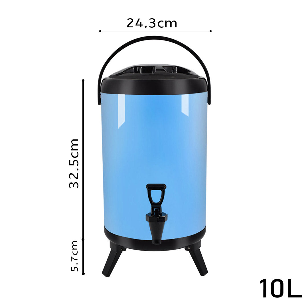 10L Stainless Steel Milk Tea Barrel with Faucet Blue