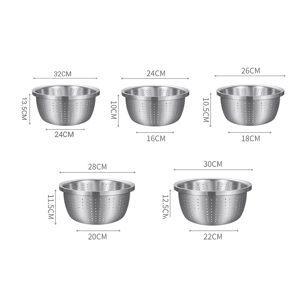 SOGA Stainless Steel Metal Basket Strainer 5PCS Set B
