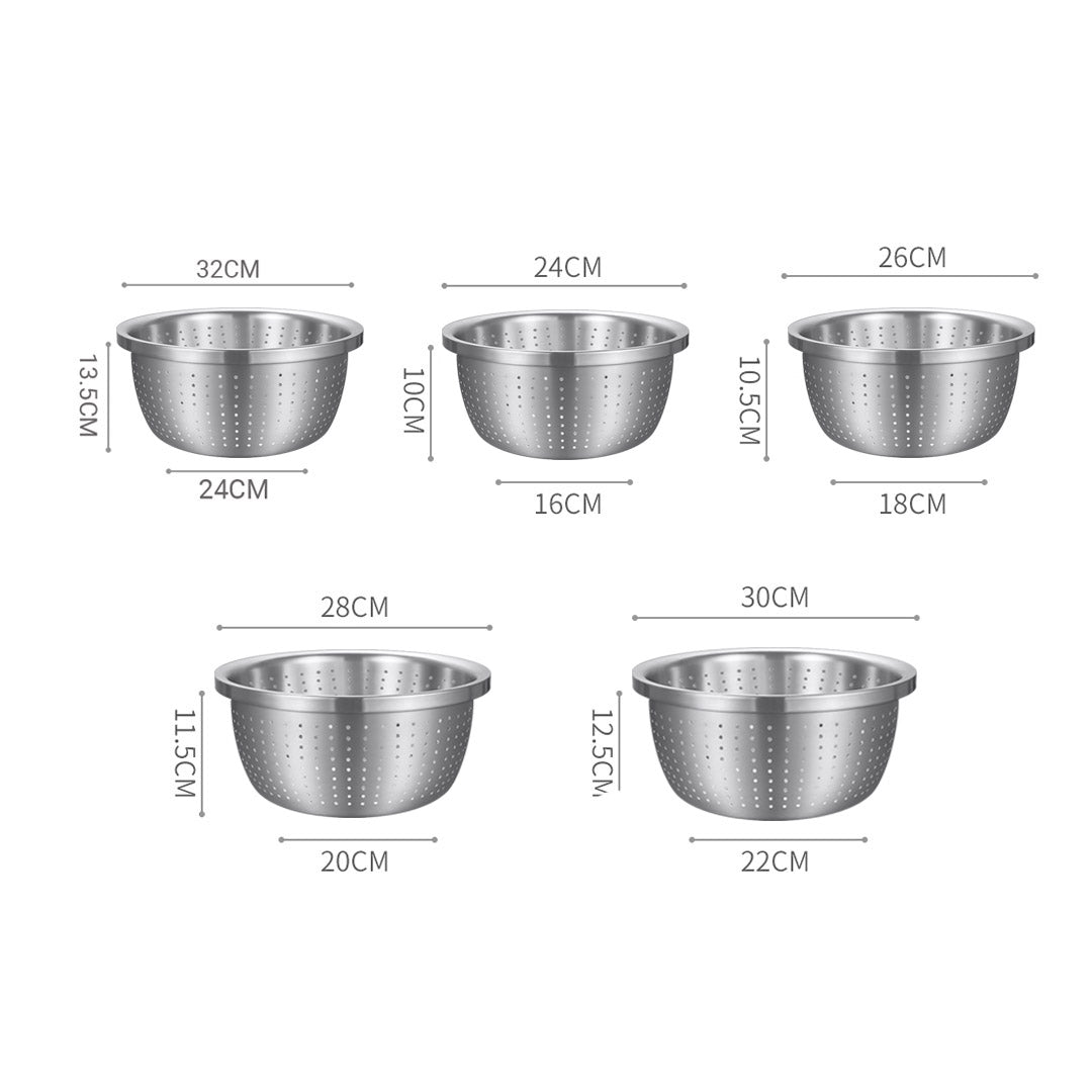 SOGA Stainless Steel Metal Basket Strainer 5PCS Set B