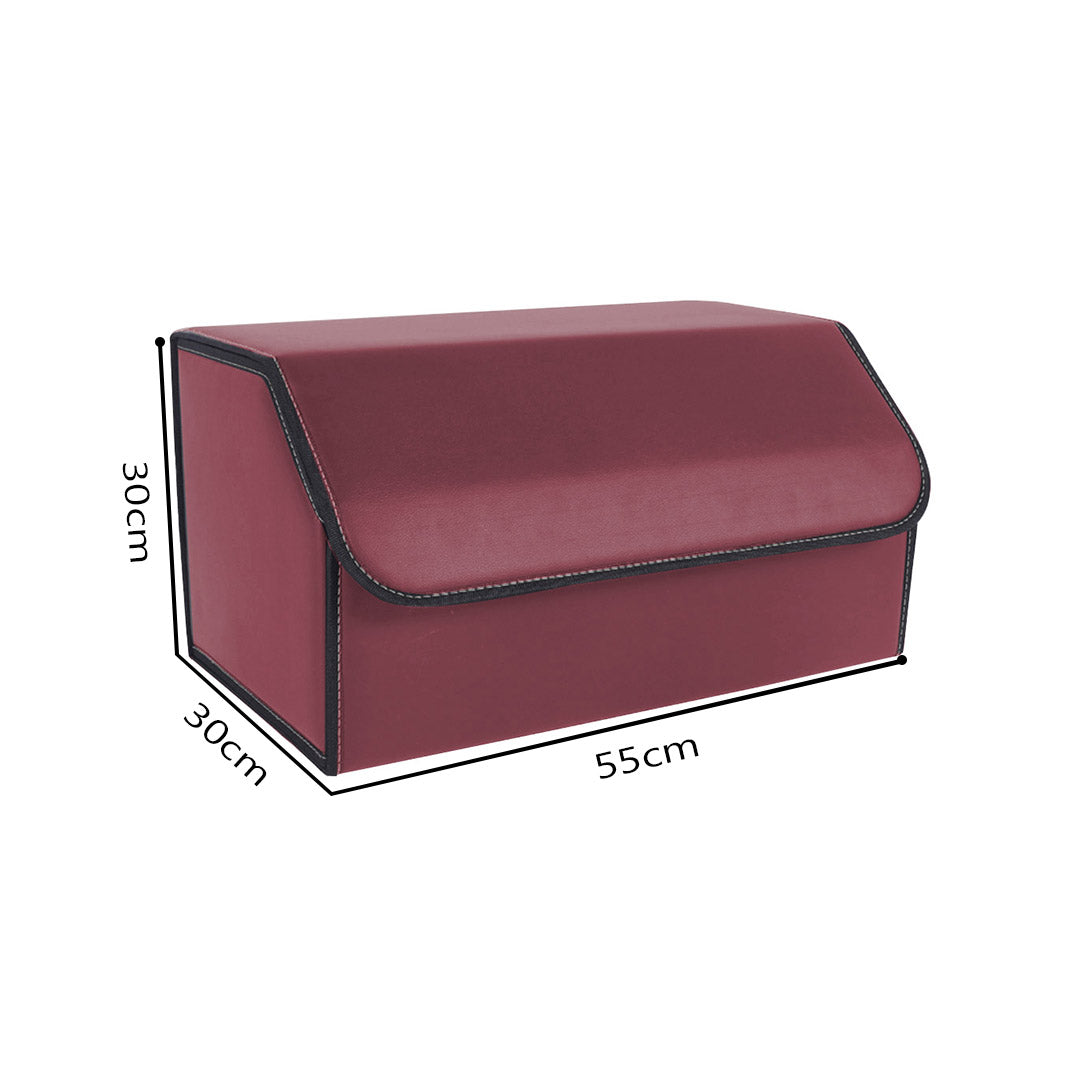 Leather Car Boot Foldable Trunk Cargo Organizer Box Red Large